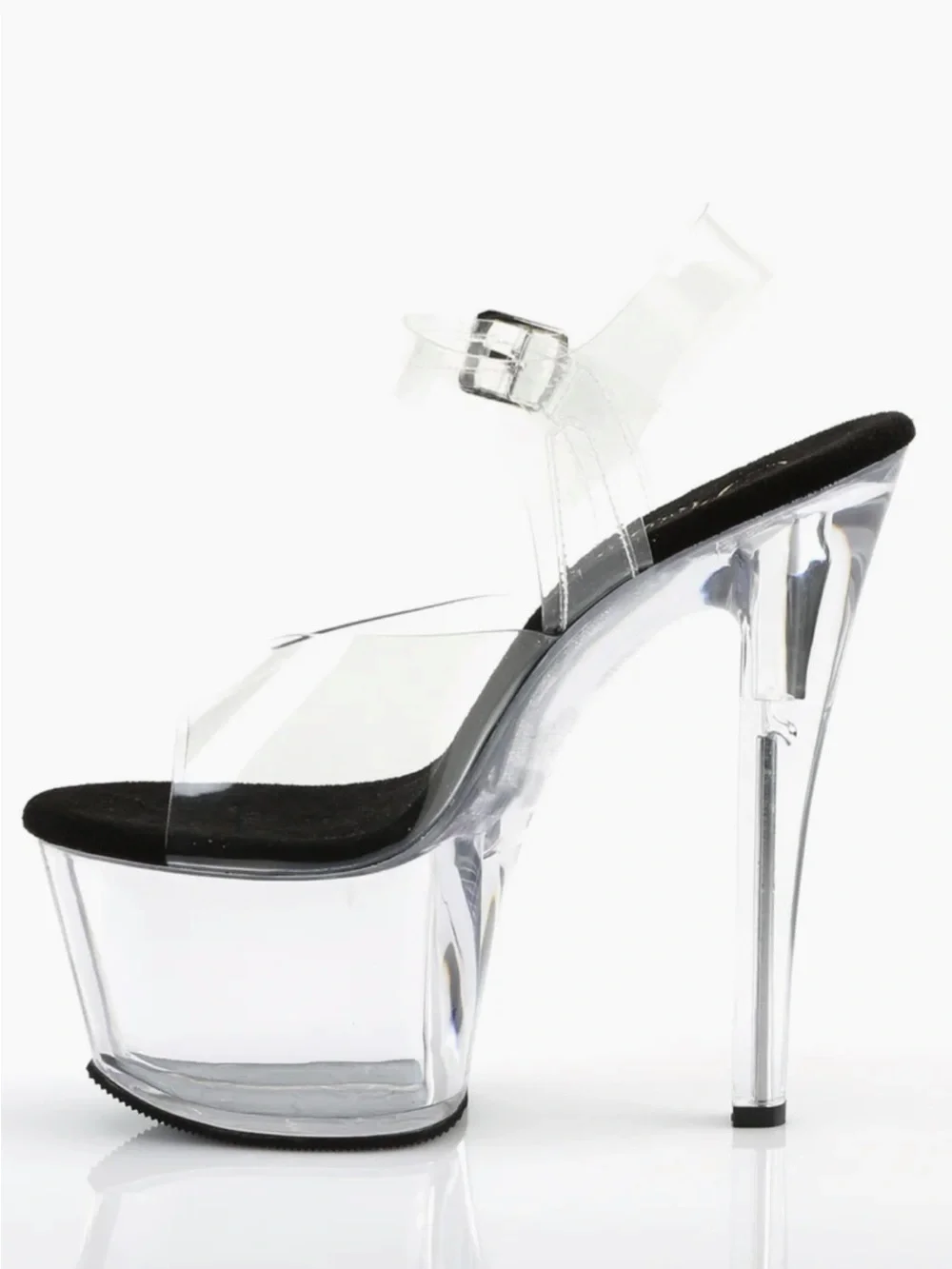 Pleaser Clear Platform Stiletto Sandals with Black Insole